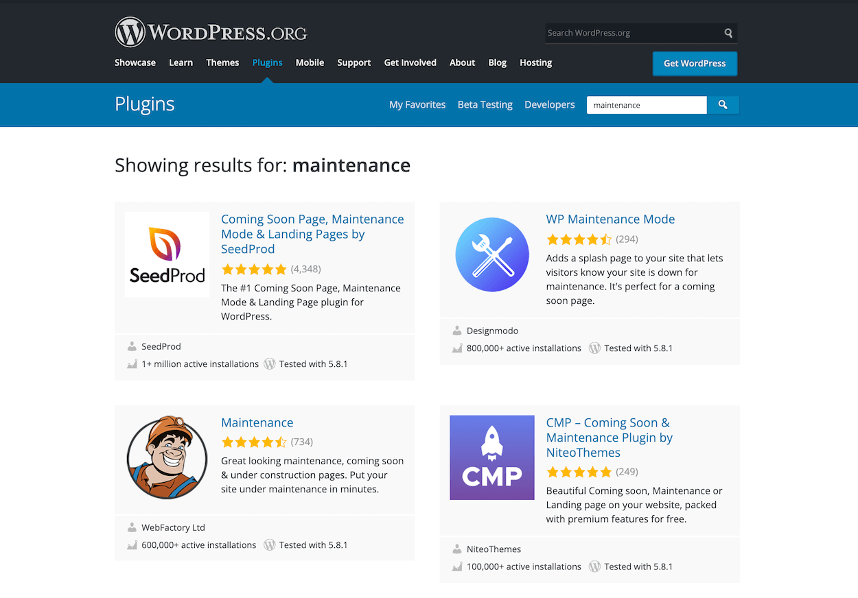 Les meilleurs plugins gratuits de maintenance sur WordPress.org
